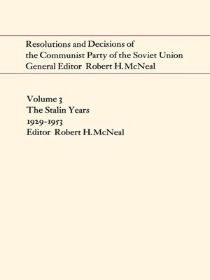 cover image of Resolutions and Decisions of the Communist Party of the Soviet Union, Volume 3